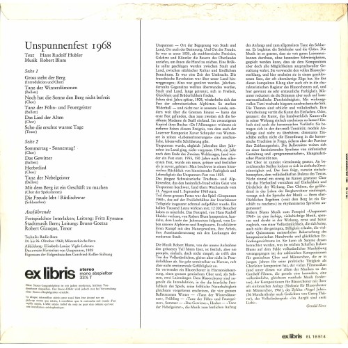 LP + CD: Unspunnenfest 1968 - Festspielmusik Robert Blum - Festspielchor Interlaken u.a. - 1969