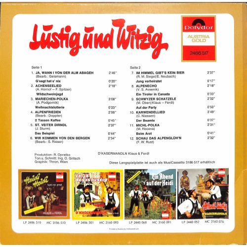LP + CD: D'Kaisermandln Klaus & Ferdl - Lustig und witzig - 1974
