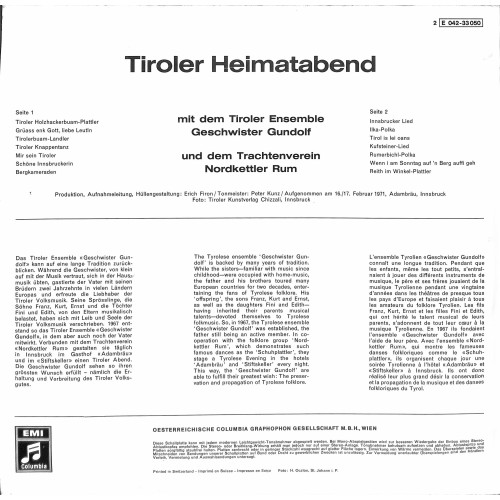 LP + CD: Tiroler Heimatabend - Tiroler Ensemble Geschwister Gundolf 