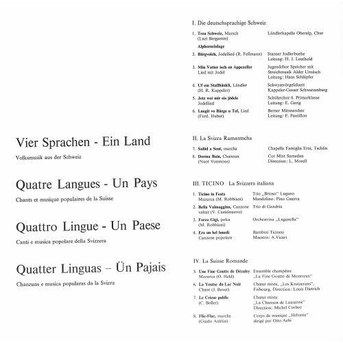 CD-Kopie von Vinyl: Vier Sprachen - Ein Land - Volksmusik, Chants, Canti, Chanzuns