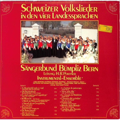 CD-Kopie von Vinyl: Sängerbund Bümpliz Bern - Schweizer Volkslieder in den vier Landessprachen - 1983