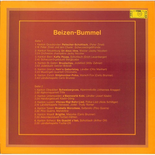 CD-Kopie von Vinyl: Beizen-Bummel - Carlo Brunner, Peter Zinsli, LK Heirassa, Fuchs-Ott - 1978