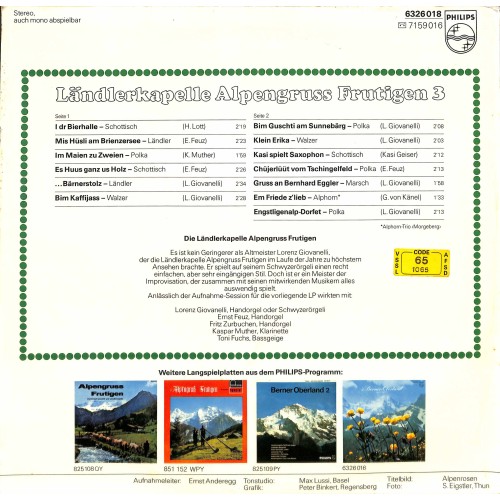 CD-Kopie von Vinyl: Ländlerkapelle Alpengruss Frutigen - 3 - 1973
