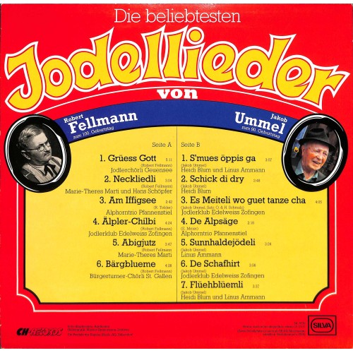 CD-Kopie von Vinyl: Die beliebtesten Jodellieder von Robert Fellmann u. Jakob Ummel - diverse - 1985