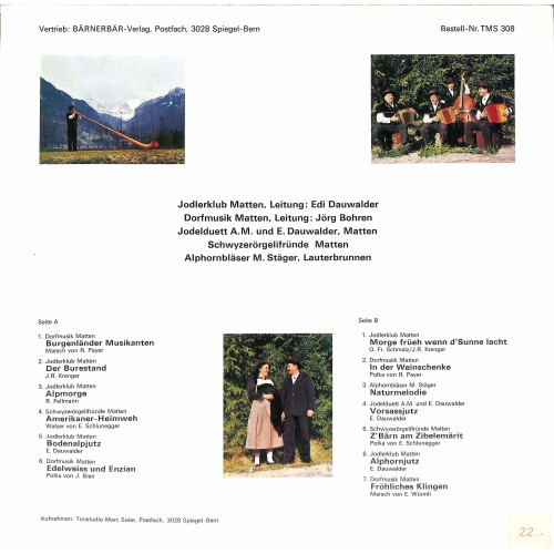 CD-Kopie von Vinyl: Im Hirsche z'Matte - diverse Formation aus Matten