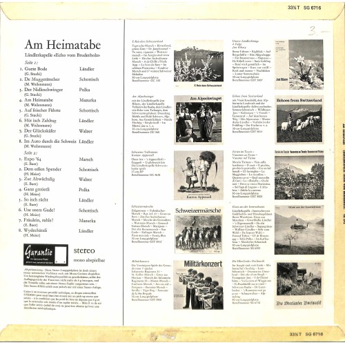 CD-Kopie von Vinyl: Echo vom Bruderholz - Am Heimtatabe - 1967