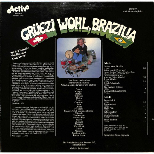 CD-Kopie von Vinyl: Kapelle Edi Bär und Curt Treier - Grüezi wohl, Brazilia - 1976