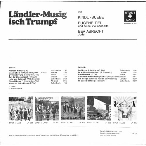 CD-Kopie von Vinyl: Kindli-Buebe, Eugene Tiel, Bea Abrecht - Ländler-Musig isch Trumpf - 1974