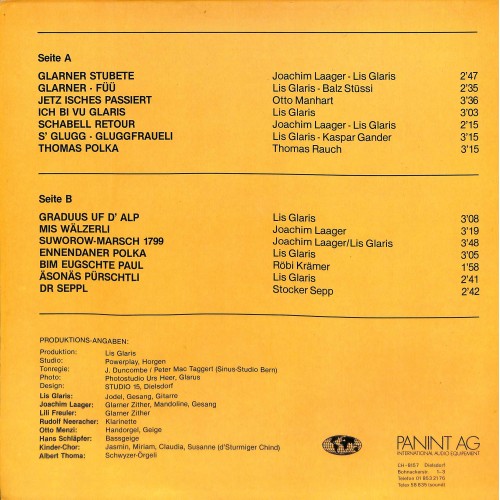 CD-Kopie von Vinyl: Lis Glaris mit ihrer Original Huusmusig & Gäste - Glarner Stubete
