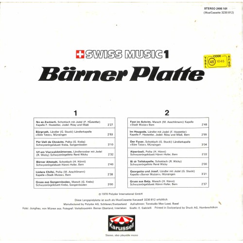 CD-Kopie von Vinyl: Bärner Platte - diverse - 1970