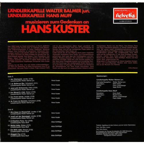 CD-Kopie von Vinyl: LK Walter Balmer jun. LK Hans Muff zum Gedenken Hans Kuster