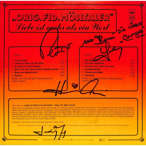 LP + CD: Orig. fidele Mölltaler - Liebe ist mehr als ein Wort (signiert) - 1983