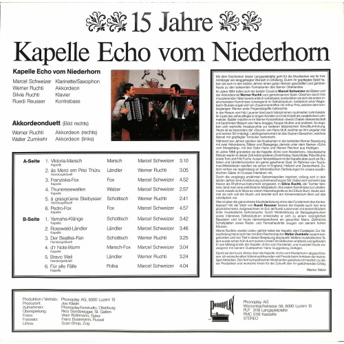 CD-Kopie von Vinyl: Kapelle Echo vom Niederhorn - 15 Jahre - 1983