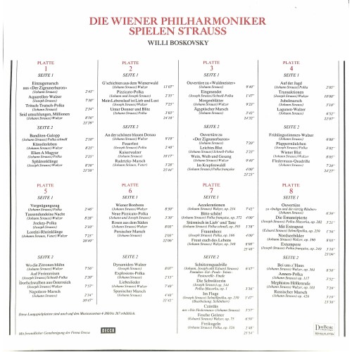 LP + CD: Die Wiener Philharmoniker spielen Strauss - Willi Boskovsky - 8 LP-Box 1982