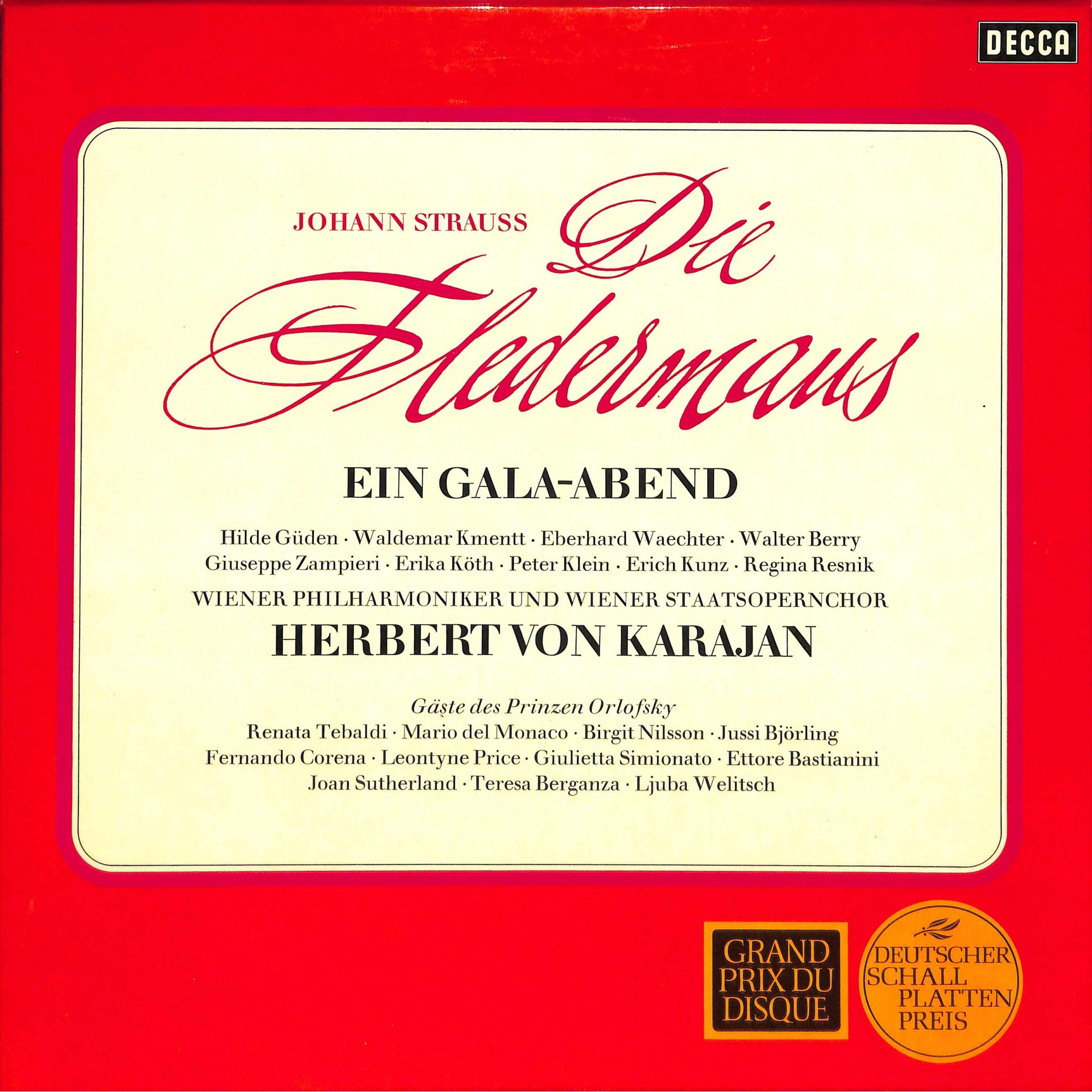 LP + CD: Die Fledermaus Gala-Operette von Johann Strauss - Wiener Philharmoniker mit Herbert von Karajan - 3LP-Box LP + CD: Die Fledermaus Gala-Operette von Johann Strauss - Wiener Philharmoniker mit Herbert von Karajan - 3LP-Box
