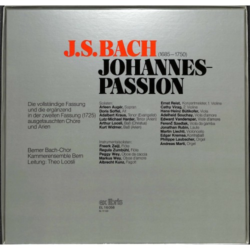 LP + CD: J.S.Bach Johannes-Passion - Berner Bach-Chor, Kammerensemble Bern, Theo Loosli - 1980 - 3LP-Box