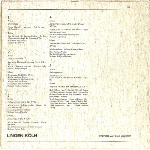 LP + CD: Wolfgang Amadeus Mozart Ouvertüren, Serenaden - LINGEN 5LP-Box