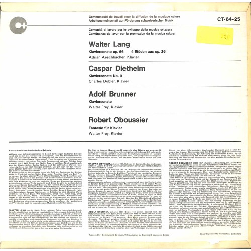 LP + CD: Walter Lang  / Caspar Diethelm / Adolf Brunner / Robert Oboussier - Schweizer Komponisten - 