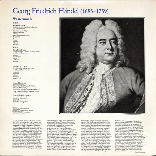 LP + CD:  Georg Friedrich Händel, Festival Strings Lucerne, Rudolf Baumgartner, Cappella Coloniensis, Hans-Martin Linde – Wassermusik · Feuerwerksmusik