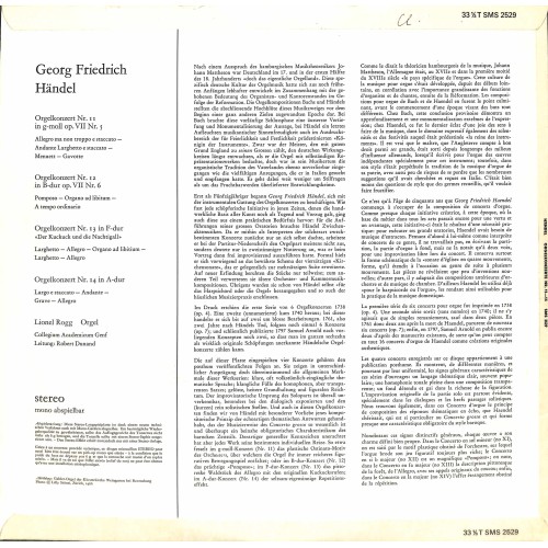 CD-Kopie von Vinyl: Georg Friedrich Händel - Lionel Rogg, Collegium Academicum De Genève, Robert Dunand – Orgelkonzerte