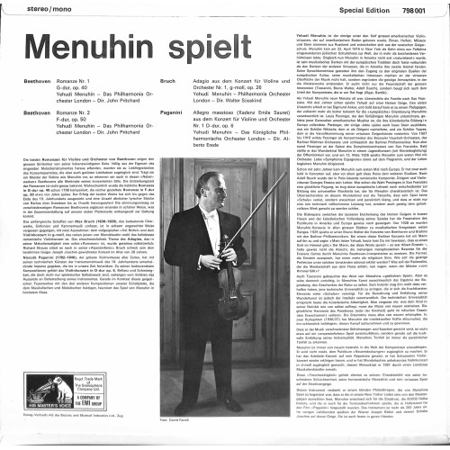 CD-Kopie von Vinyl: Menuhin spielt Beethoven Bruch Paganini - 1962