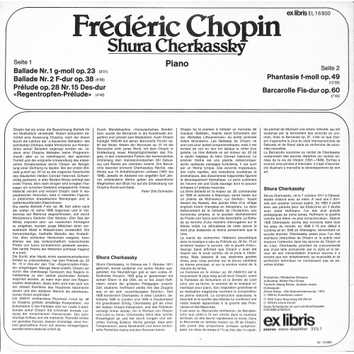 LP + CD: Shura Cherkassky - Frédéric Chopin - 1979
