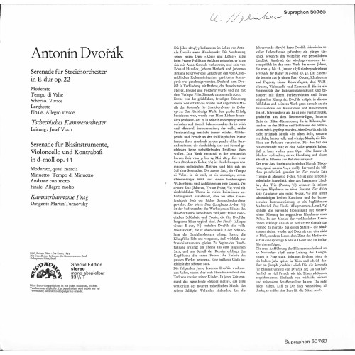CD Dvořák, Tschechisches Kammerorchester, Josef Vlach, Kammerharmonie Prag, Martin Turnovský – Serenaden