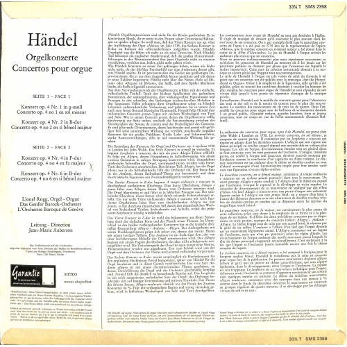 CD-Kopie von Vinyl: Händel – Orgelkonzerte - Concertos Pour Orgue