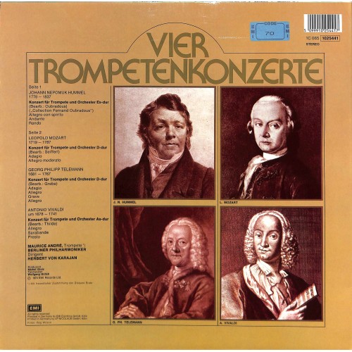 CD: Vivaldi, Telemann, Leopold Mozart, Hummel - Herbert von Karajan · Maurice André, Berliner Philharmoniker – Vier Trompeten-Konzerte