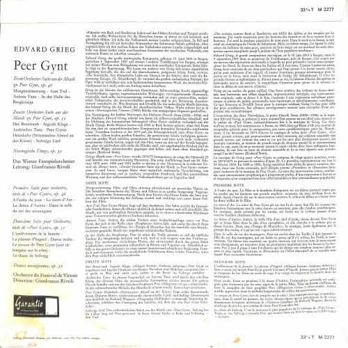 CD: Edvard Grieg . Orchestre Du Festival de Vienne, Gianfranco Rivoli – Peer Gynt Orchestersuiten = Suites Pour Orchestre