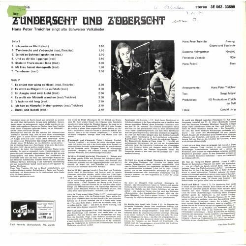 CD-Kopie von Vinyl: Hans Peter Treichler – z'Underscht Und z'Oberscht - 1971