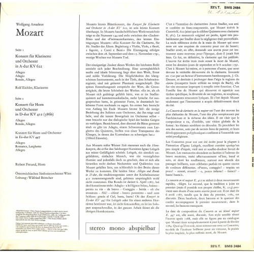 CD: Wolfgang Amadeus Mozart, Rolf Eichler, Robert Freund, Österreichisches Sinfonieorchester Wilfried Böttcher – Klarinettenkonzert 