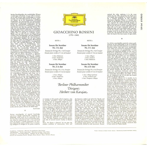 CD: Rossini, Berlin Philharmonic Orchestra, Herbert von Karajan – Sonaten für Streicher - 1969