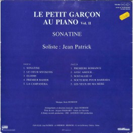 CD-Kopie von Vinyl: Le petit garcon au piano Vol. II - Sonatine - Jean Patrick - 1982