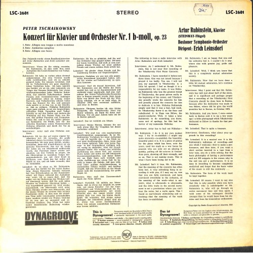 CD: Tchaikovsky, Artur Rubinstein, Boston Symphony Orchestra / Erich Leinsdorf – Concerto No. 1 - 1963