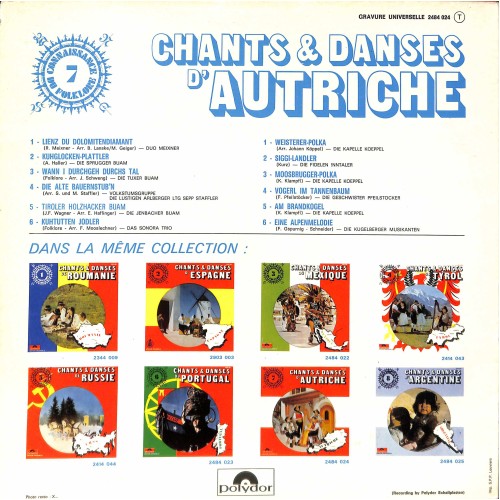 CD-Kopie von Vinyl: Chants & danses d'Autriche