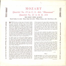 CD: Mozart, The Guilet String Quartet – Quartet No. 19 In C K. 465, Dissonant / Quartet No. 21 In D K.575
