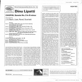 CD-Kopie von Vinyl: Dinu Lipatti – Chopin Sonata No. 3 In B Minor And Music By J. S. Bach, Liszt,R avel, Scarlatti-1968 CD-Kopie von Vinyl: Dinu Lipatti – Chopin Sonata No. 3 In B Minor And Music By J. S. Bach, Liszt,R avel, Scarlatti-1968