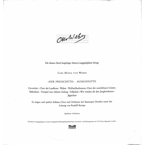 CD: Carl Maria von Weber, Chor Der Staatsoper Dresden, Orchester Der Staatsoper Dresden, Rudolf Kempe - Der Freischütz 