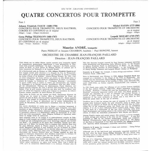 CD: Maurice André Interprete L. Mozart, M. Haydn, Orchestre De Chambre Jean-François Paillard - Quatre Concertos Pour Trompette