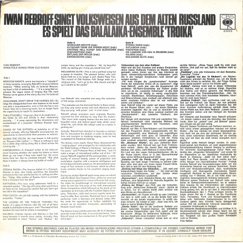 CD-Kopie von Vinyl: Iwan Rebroff Singt Volksweisen Aus Dem Alten Russland - 1967