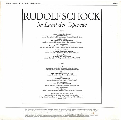 CD-Kopie von Vinyl: Rudolf Schock – Im Land Der Operette