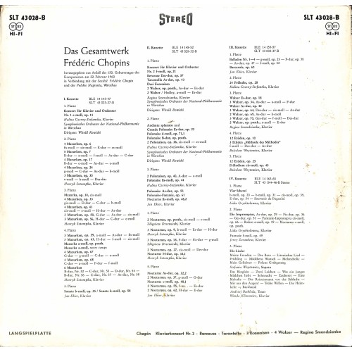 CD-Kopie von Vinyl: Frédéric Chopin – Oeuvres Complètes  Kassette II, Platte 1 - 1960