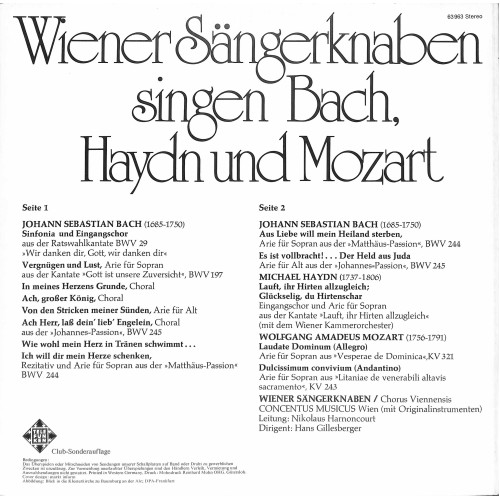 CD-Kopie von Vinyl: Wiener Sängerknaben – singen Bach, Haydn Und Mozart - 1975