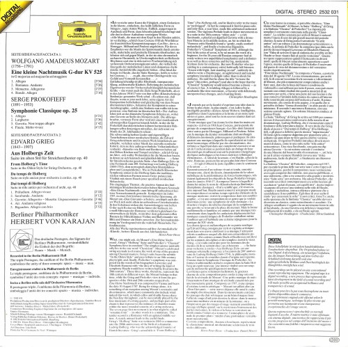 CD-Kopie von Vinyl: Mozart, Grieg, Prokofieff, Berliner Philharmoniker · Herbert von Karajan – Eine Kleine Nachtmusik - 1982