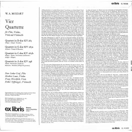 LP + CD: Wolfgang Amadeus Mozart, Peter-Lukas Graf, Heribert Lauer, Franz Hirschfeld, Esther Nyffenegger – Vier Quartette - 1969