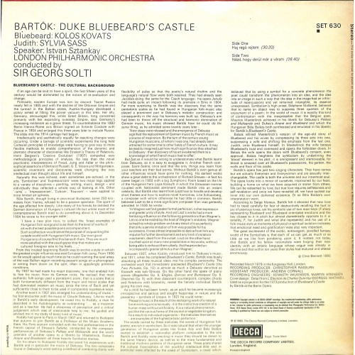 LP + CD: Bartók, Balázs - Kolos Kováts, Sylvia Sass, London Philharmonic Orchestra, Sir Georg Solti – Bluebeard's Castle 1980