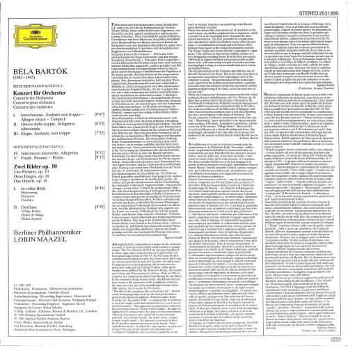 CD + LP: Béla Bartók, Berliner Philharmoniker · Lorin Maazel – Konzert Für Orchester - 1981