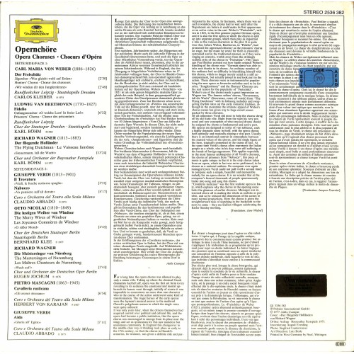CD + LP:  Abbado / Böhm / Jochum / Karajan / Klee / Kleiber – Opernchöre = Opera Choruses = Choeurs D'Opera - 1977