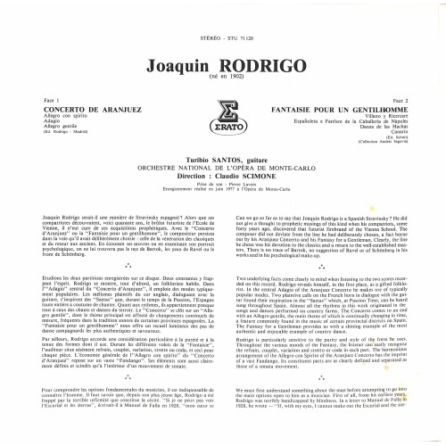 CD-Kopie von Vinyl: Joaquín Rodrigo - Orchestre National de l'Opéra de Monte-Carlo, Concerto De Aranjuez